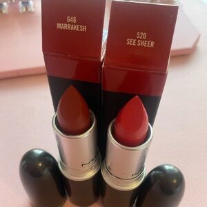 🌸MAC Cosmetics Lipstick Duo - Marrakesh (646) Brown & See Sheer (520) Coral-Red